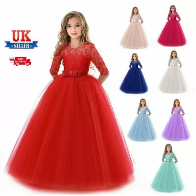 Flower Girl Princess Dresses Party Wedding Bridesmaid Formal Gown Kid Maxi Dress • £11.91