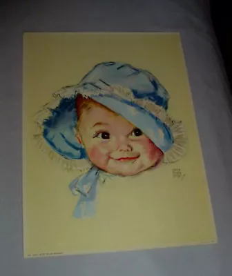 Maud Tousey Fangel Baby Blue Bonnet 16.5 X12  Sample Print 1940s • $14.99