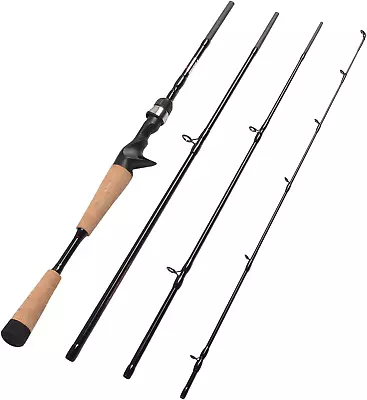 4-Piece Travel Casting Rod Carbon Baitcasting Portable Fishing Pole Baitcaster • $87.28