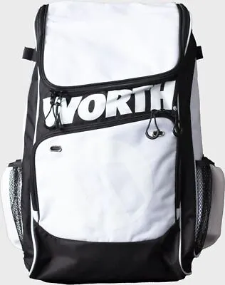 Worth Baseball/Softball Backpack Equipment Bag Bat WORBAG-BP Slowpitch White Blk • $34.99