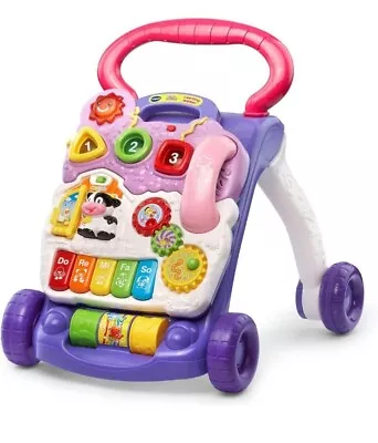 VTech Baby Push Walker Toddler Interactive Learning Toy Sit-to-Stand Lavender • $34.19