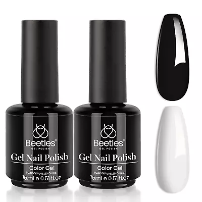 Beetles Gel Nail Polish Kit- 2 Pcs 15Ml 0.51 Fl Oz (Pack Of 2) Black & White • $16.52