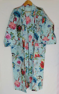 $42.89 • Buy Cotton Fabric Handmade Kimono Long Dress Women Night Wear Throw Gown Top Beach