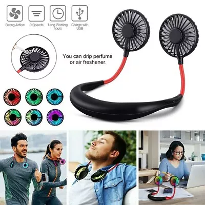 $16.99 • Buy Hands Free Portable Neck Fan, Rechargeable Mini USB Personal Fan With LED Lights