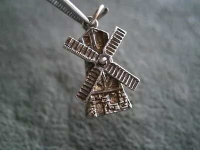 Windmill Vintage Sterling Silver Charm Pendant ~ 3.5g ~ Sails Move • $9.50