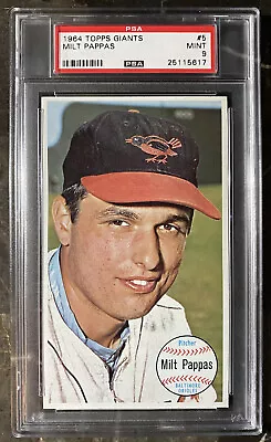 1964 Topps Giants #5 Milt Pappas Baltimore Orioles PSA 9 Mint • $85