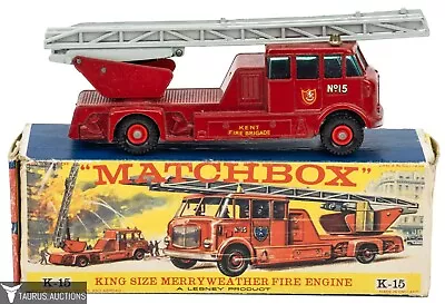 Matchbox Lesney K-15 King Size Merryweather Fire Engine Toy Truck & Box  • $10