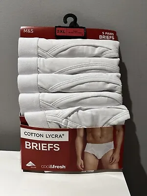 Men’s Marks & Spencer White 5 Pack Briefs / Underpants Size 2XL New • £15.50