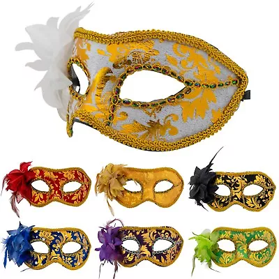 WOMENS Masquerade MASKS | VENETIAN Floral Face Masks | Fancy Dress PROM BALL • £6.99