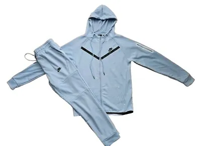 New Nike Tech Cotton Sweat Suit Zip Up  Hoodie & Joggers Men's Set Baby Blue 2XL • $72