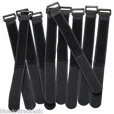 10 Pcs 8  By 3/4  Black Wrap Cable Ties Wire Cord Straps Reusable Hook & Loop US • $3.92