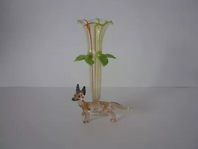 Vintage Murano Glass Posy Vase With Fox Attached Art Glass • £9.99