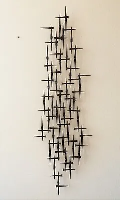 Abstract Retro MCM Mid Century Modern Metal Wall Sculpture Signed Corey Ellis • $424.99