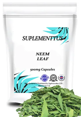 Neem Leaf 500mg VEG Capsules Natural Supplement - Suplementtus UK Manufactured • £10.99