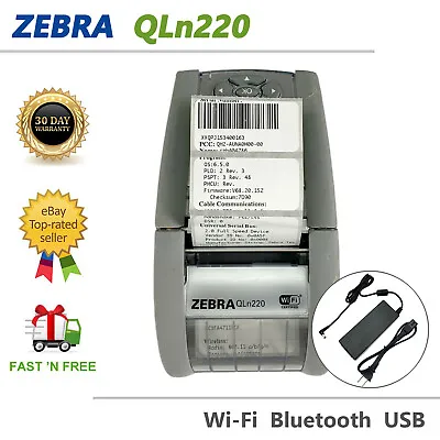 Zebra QLn220 Mobile Barcode Thermal Printer WiFi Bluetooth USB No Battery • $63.65