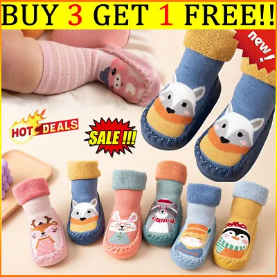 £3.55 • Buy Anti-slip Newborn Baby Floor Socks Fuzzy Shoes Cartoon Slippers Outdoor Toddler