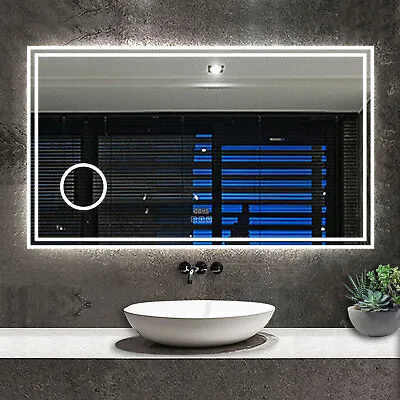 Bluetooth Bathroom Mirror LED Lights/Dimmable/Demister Pad/Magnifying/Clock • £149.99