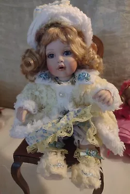 2008 Marie Osmond Chenille  Tiny Tots Porcelain Doll 6  Sitting Yellow/ Lt.Blue • $15