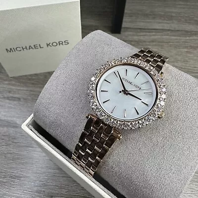 NEW✅ Michael Kors Mini Darci Rose Gold Tone Mother Pearl 34mm Women's Watch $295 • $119.99