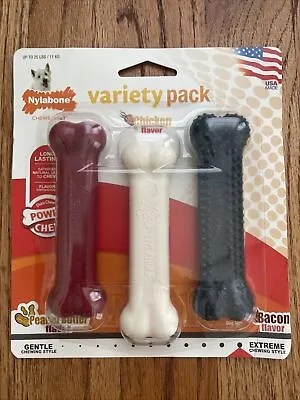 Nylabone Dog Power Chew Variety Triple Pack Chicken PB Bacon (3 Count) • $7.50