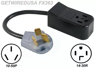 NEW 4-PRONG 14-30R DRYER RECEPTACLE To OLD 3-PIN 10-50P RANGE PLUG CORD ADAPTER • $59.95