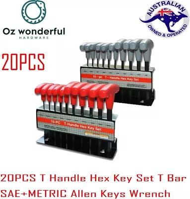 20pcs T Handle Hex Key Set Metric And SAE 10 To  Allen Keys T Bar Wrench • $39.99