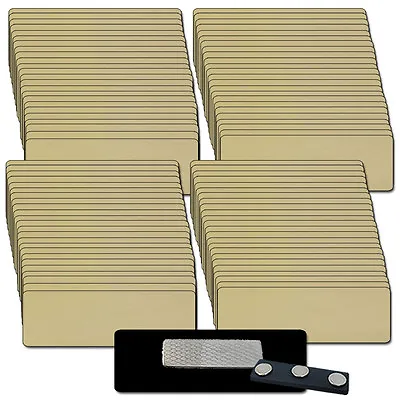 100 Blank 1 X 3 Gold Name Badge Kit (u) Tags 1/8  Corners Magnets Clear Labels • $179