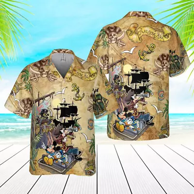 Pirated Of The Caribbean Mickey And Friends 3D HAWAII SHIRT US Size Christmas • $16.99
