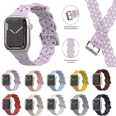 $5.49 • Buy Lace Silicone Slim Narrow Thin Sport Band For Apple Watch Ultra 8 7 6-3 38-45mm
