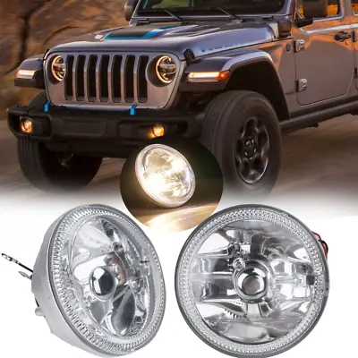 Pair 4  Inch Round LED Fog Lights Halogen Driving Lamps Fits Jeep Wrangler JK LJ • $32.99