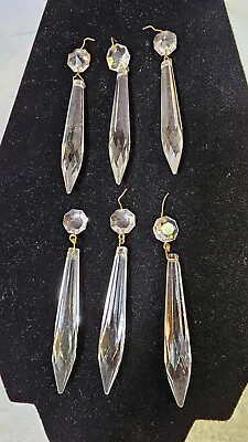6 Vtg Long Spear French Cut Glass Chandelier Crystals Prisms • $20