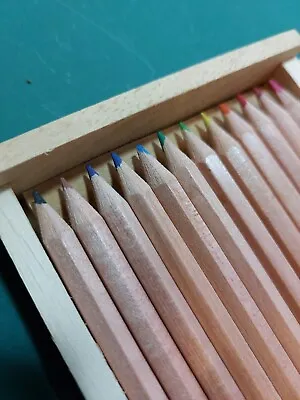 Set Of 12 Coloured Pencils In Wooden Box Crimson & Blake • £1.50