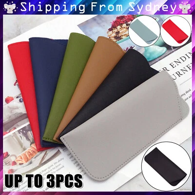 $4.70 • Buy Leather Eyeglass Sunglasses Reading Glasses Case Soft Pouch Bag Pocket-3colours