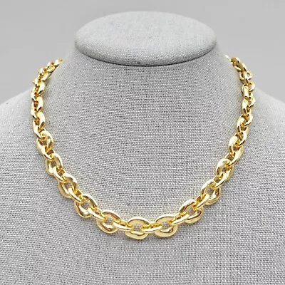 J. Crew Necklace Polished Gold Tone Round Link Chain Collar 16 Inch Jewelry • $19.99