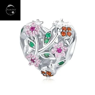 £16.99 • Buy Genuine Sterling Silver 925 Spring Daisy Flowers Heart Bead Charm For Bracelets