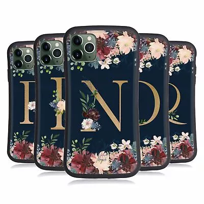 NATURE MAGICK FLORAL MONOGRAM GOLD NAVY 2 HYBRID CASE FOR APPLE IPHONES PHONES • $23.95