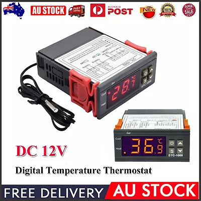 Digital LCD Temperature Thermostat STC-1000 Controller DC 12V Heating Cooling AU • $11.96