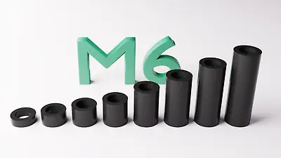 M6 Black Plastic Spacers Standoff Washer Nylon 3mm To 30mm Choice Of Quantity. • £3.55