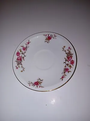 Meito China Blossom Saucer Made In Japan Pink Flowers Gold Trim Brown Leaves • £9.88