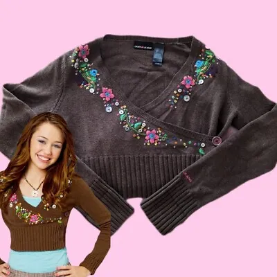 Vintage DKNY Jeans Brown Cropped Cardigan (As Worn By Miley Cyrus / Hannah... • $223.80