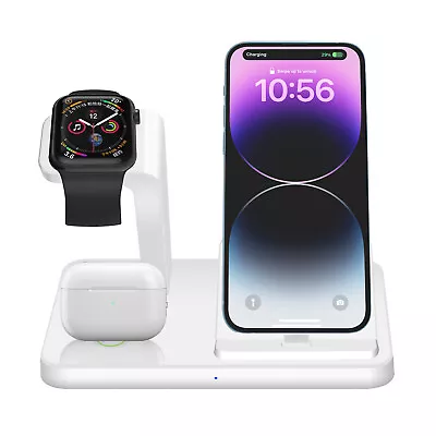 3In1 USB Charger Fast Charging Dock For Apple Watch 8/7 IPhone 14 13 12 XS 8 7 6 • £7.99