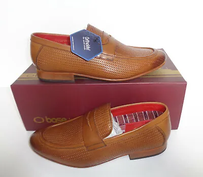 Base London Mens Leather Tan Slip On Formal  Casual Shoes New RRP £70 UK Size 5 • £19.98