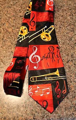 $12.99 • Buy New Men's New Neck Black Trombones Neck Tie 58  L 3.8  W Steven Harris 