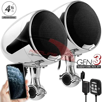 Waterproof Bluetooth Motorcycle Stereo Speakers 600W Amplifier Audio System USB • $162.70