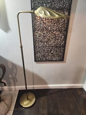 Frederick Cooper Solid Brass Adjustab. Floor Lamp Shell Shade Vintage Modern MCM • $199