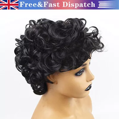 £10.95 • Buy Men Dark  Short Curly Wavy Wigs Natural Synthetic Cosplay Party Full Wig Black