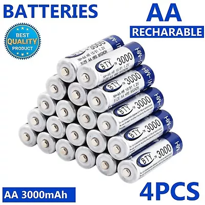 Lithium Rechargeable Batteries 3000mAh AA Recharge Battery NI-MH 1.2V Reusable • $15.99