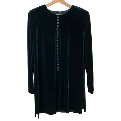 Vintage 90's Crushed Velvet Tunic Top Shirt Womens 12 Grunge Indie Holiday Party • $20.39