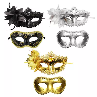 2Pcs Couple Venetian Lily Party Mask For Ball Mardi Gras Masquerade Wedding Prom • $11.15