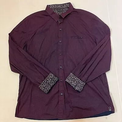 7 Diamonds Men's Size XXL Long Sleeve Cotton Button Down Purple Multicolor Shirt • $24.99